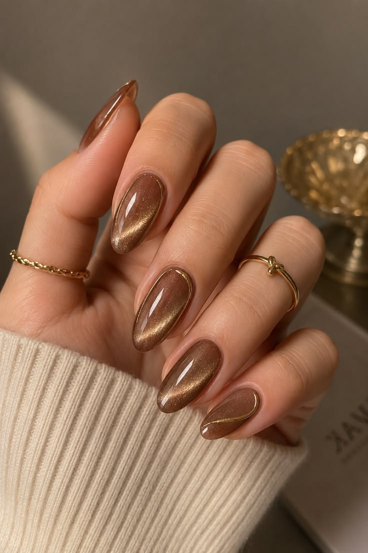Supplied brown and gold nail enhancement inspiration
