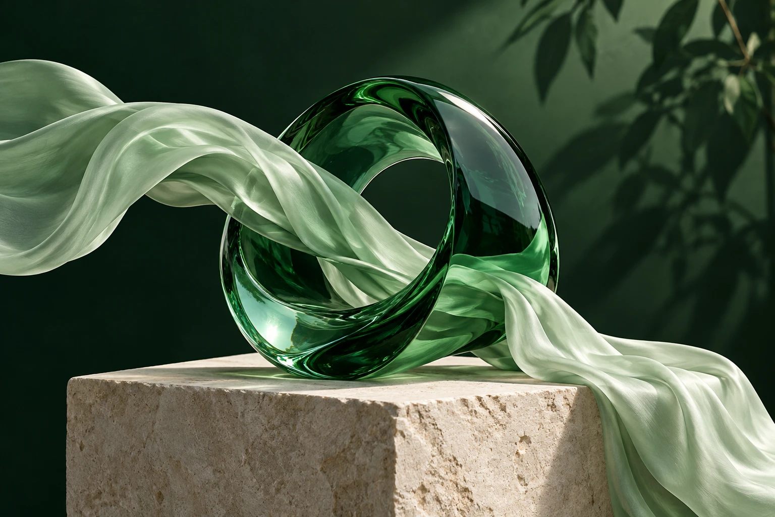 Emerald glass and mint silk, FEMY’s self-care visual